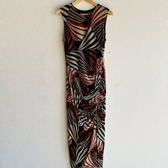 Taylor Mesh‎ Overlay Black Orange Tan Dress Safari Zebra Print Geometric Dress - Picture 2 of 7